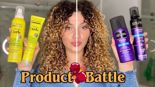 DRUGSTORE HUMIDITY PROOF CURLY HAIR PRODUCT BATTLE amp REVIEW  John Frieda vs Marc Anthony [upl. by Thirzia517]