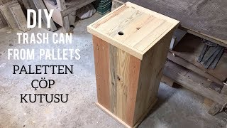 Paletten çöp kutusu yapımı  Making a trash can from pallets  Hacer basurero de madera [upl. by Mouldon]