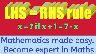 LHS RHS RULE  Algebra in English [upl. by Leirbma]