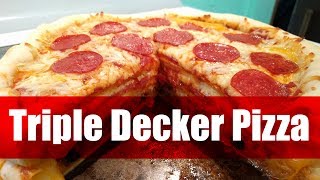 Triple Decker Meat Lovers Stuffed Crust Pizza  Dustins Cheat Day [upl. by Oirevlis66]