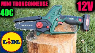 LIDL minitronconneuse PARKSIDE PGHSA 12 A1 X12VTEAM Cordless Pruning Saw mini chainsaw [upl. by Sadira115]