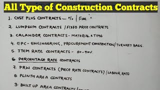 Type of Construction Contracts  Contracts Vs Agreement [upl. by Erolyat]