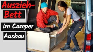 Ausziehbares Bett mit Schwerlastauszügen 🚐 Camper Ausbau  Sprinter Selbstausbau [upl. by Asp]