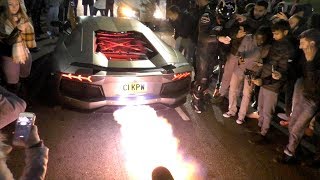 This Lamborghini Aventador is literally ON FIRE HUGE FLAMES [upl. by Worl]