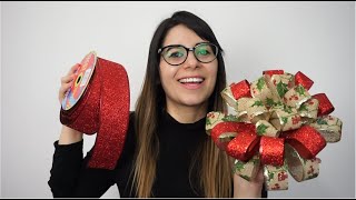 COMO HACER MOÑO NAVIDEÑO EN 5 MINUTOS FÁCIL Y RÁPIDO PARA REGALOS O PARA TU ARBOL DE NAVIDAD [upl. by Tai]