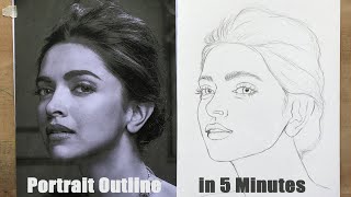 Perfect Portrait Outline in 5 Minutes  HOW TO DRAW FACE  Basic Proportion for Beginners [upl. by Joon]