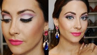 Look Maquillaje ojos y labios intensosFucsia amp Dorado [upl. by Alliehs]