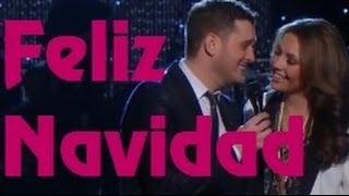 Michael Bublé amp Thalía  Feliz Navidad lyrics [upl. by Neerol]