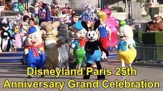 Disneyland Paris 25th Anniversary FULL Grand Celebration April 12th 2017 with RARE Characters [upl. by Assirral]