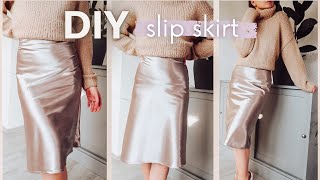 DIY Satin Slip Skirt from scratch cut on bias [upl. by Amerd]