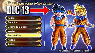 Dragon Ball Xenoverse 2 DLC 13  New Transforming Custom Characters  Partners Wishlist [upl. by Higginbotham]