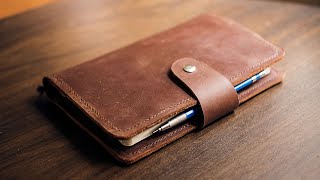 Making Leather Notebook Cover free pdf pattern [upl. by Leunad]