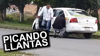 PONCHANDO LAS LLANTAS DE LOS AUTOS BROMA [upl. by Adalie]