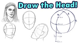 How to Draw a Head From Any Angle Loomis Method Tutorial for Female and Male Heads in Any Art Style [upl. by Norvol]