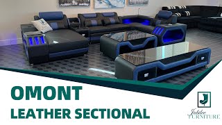 Omont Modern Leather Sectional with Console  Jubilee Furniture [upl. by Ayekan]