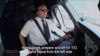 Pilotseyetv  Lufthansa Airbus A380 Departure and Take Off English Subtitles [upl. by Sonitnatsnok]