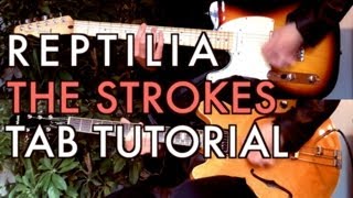 The Strokes  Reptilia  Two Guitar Tab Tutorial amp Cover [upl. by Anoiek]