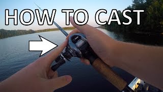 How To Cast A Baitcaster Fishing Reel for beginners NO BACKLASH [upl. by Ennoryt3]