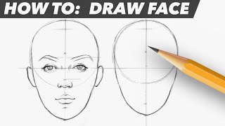 How To Draw Face  Easy Beginner Proportion Tutorial [upl. by Rosenblum396]