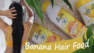 I TRIED GARNIER FRUCTIS BANANA HAIR FOOD Shampoo amp Conditioner 3in1 Hair Mask for dry hair  Review [upl. by Siraval]