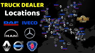 Truck Dealer Locations  Euro Truck Simulator 2  Locations of Truck Dealerships [upl. by Aneger]