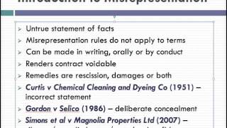 Misrepresentation Lecture 1 of 4 [upl. by Thorwald]