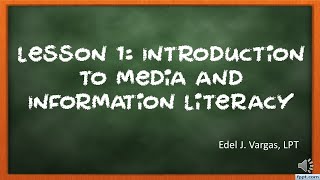 Lesson 1  Introduction to Media and Information Literacy [upl. by Guibert]