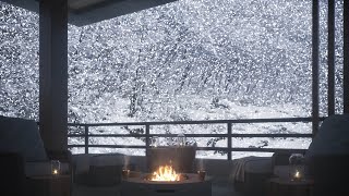 Balcony in quiet winter mountains  Birdsong  Fireplace [upl. by Frasier]