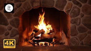 Crackling Fireplace Fire Burning w Snowstorm amp Howling Winds Outside  Relaxing Nature Sounds [upl. by Herates476]