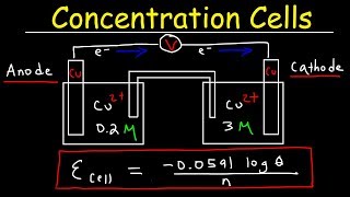 Concentration Cells amp Cell Potential Calculations  Electrochemistry [upl. by Mayram828]