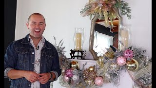 How To Decorate Your Fireplace For Christmas GLAM CHRISTMAS MANTEL GARLAND [upl. by Gipsy20]