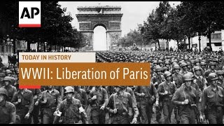 WWII Liberation of Paris  1944  Today in History  25 Aug 16 [upl. by Odlanyar72]