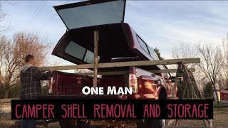 Remove Your Camper Shell Canopy by Yourself DIY Easy Storage Rack [upl. by Yaner]