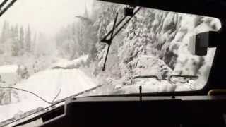 Train plows through trees after snow storm [upl. by Jewell]