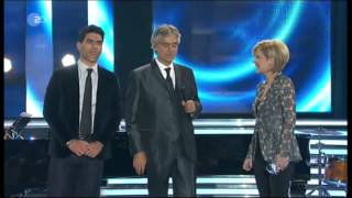 Andrea Bocelli amp his son Amos on piano  quotLove Me Tenderquot  live on German TV April 13 2013 [upl. by Atinej38]