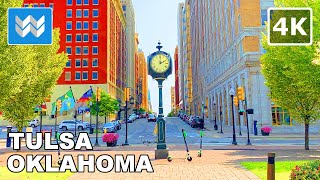 4K Downtown Tulsa Oklahoma USA  Virtual Walking Tour amp Travel Guide 🎧 Binaural City Sounds [upl. by Elsworth]