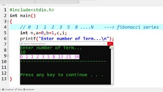 C Program to Print Fibonacci Series  Learn Coding [upl. by Erej]