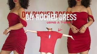 RUCHED DRESS  DIY TSHIRT TRANSFORMATION [upl. by Enelear]